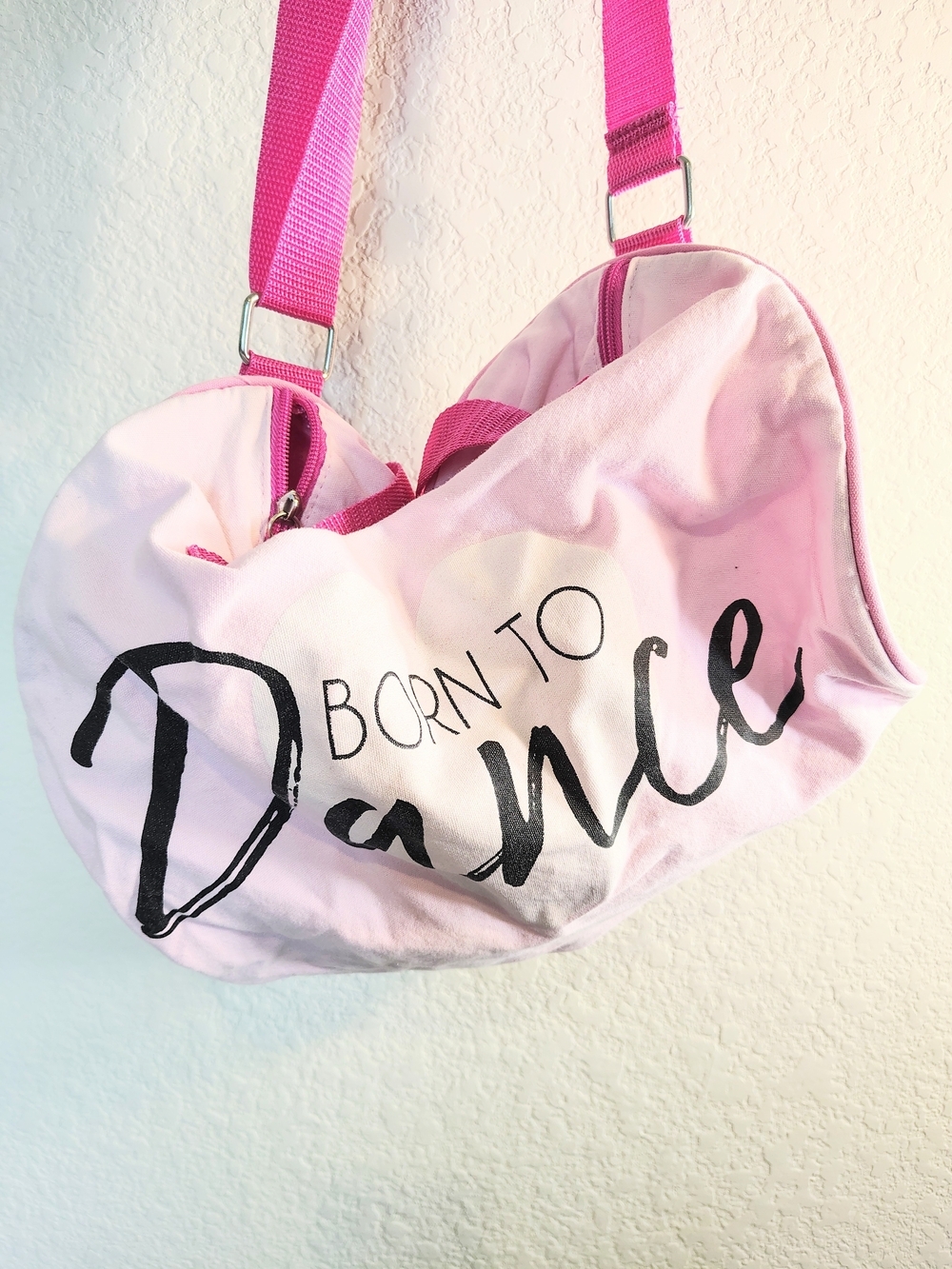 Pink "Born to Dance" Heart Shaped Crossbody Bag